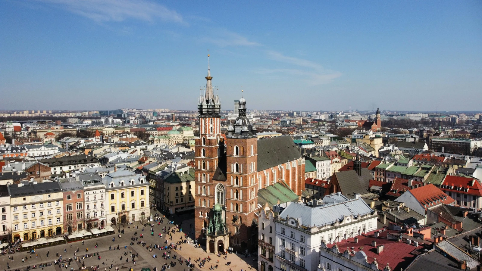 Aerial view of Kraków for road trip planning and vehicle rental guide