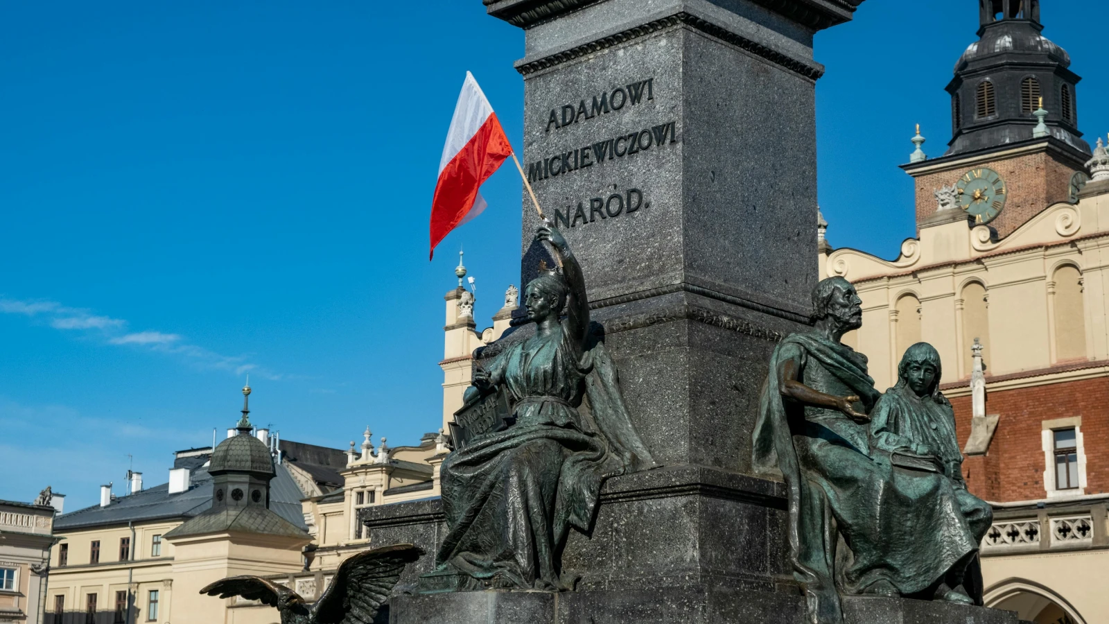 Adam Mickiewicz Monument at Rynek Główny Kraków Main Market Square
